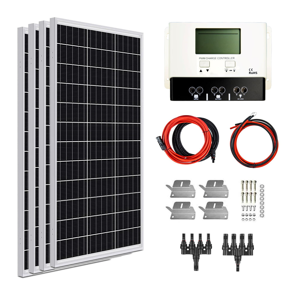 400W 12V Mono Rigid Solar Panel Kit with 30A PWM Charge Controller X2920
