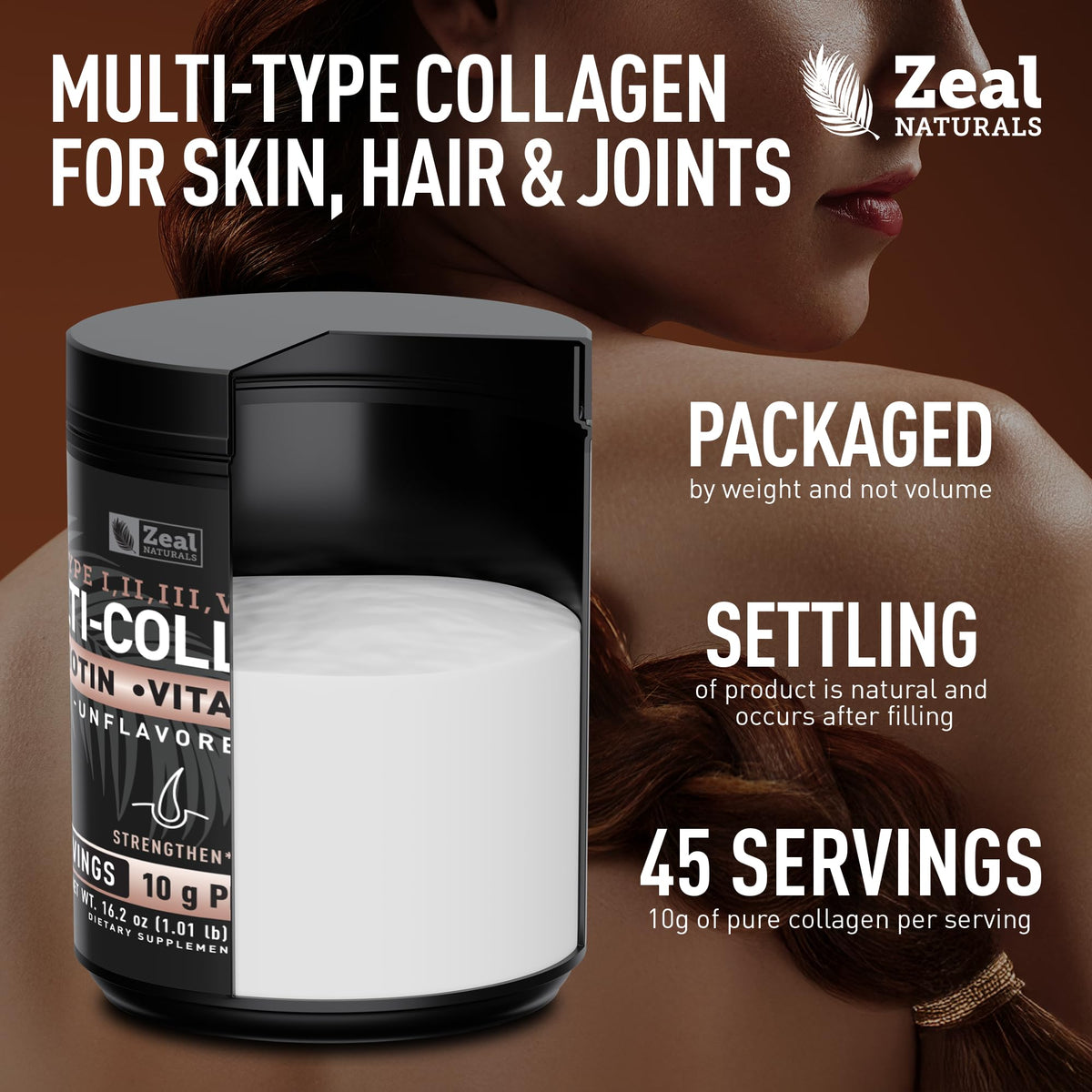 Multi Collagen Protein Peptides Powder Types I II III V X Unflavored 45 Servings X836081