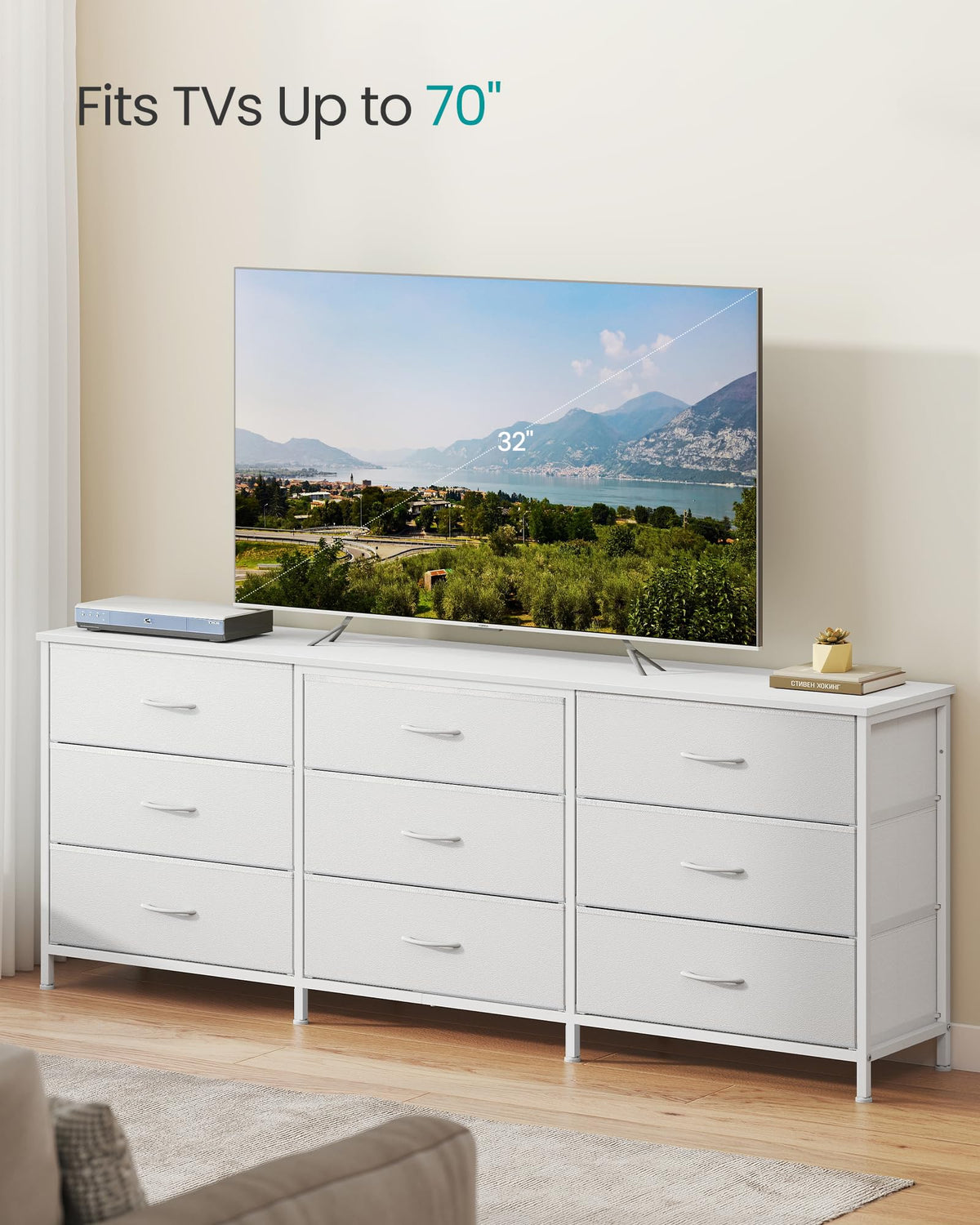 9 Fabric Drawers Dresser TV Stand K248449