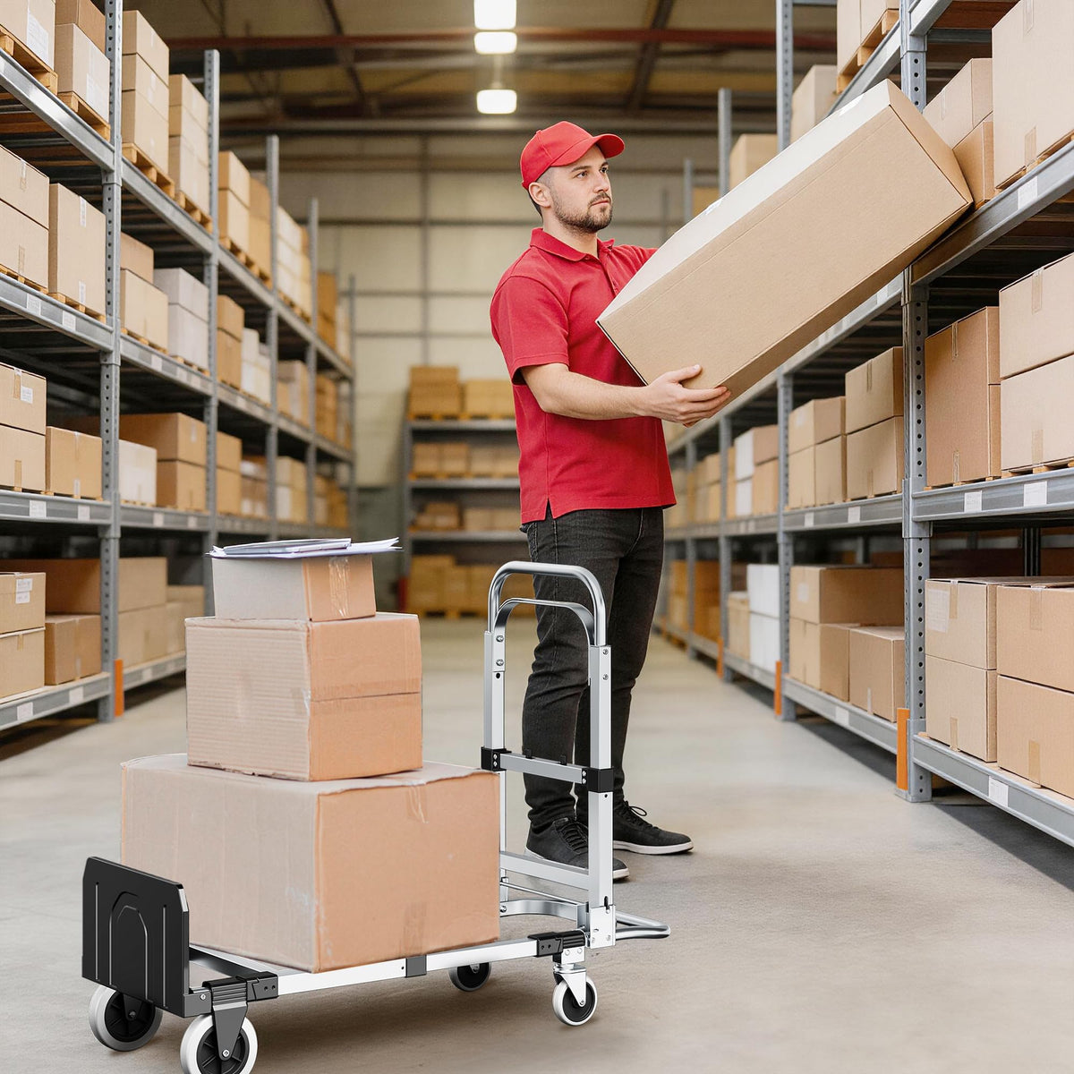 3 in 1 Folding Hand Truck 600lbs Capacity Heavy Duty Q72115