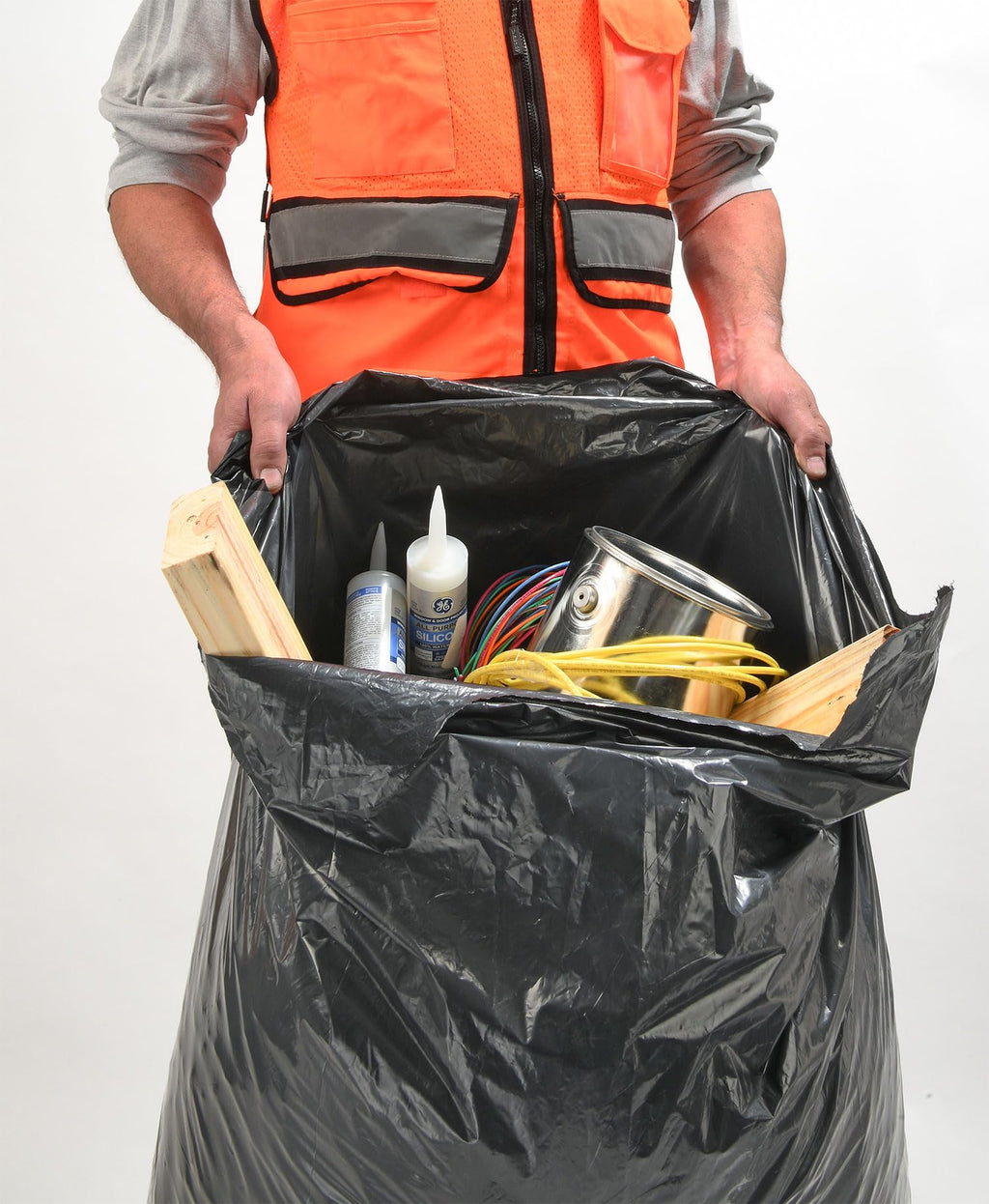 42 Gallon 4 MIL Black Heavy Duty Trash Bags Pack of 32 U52888