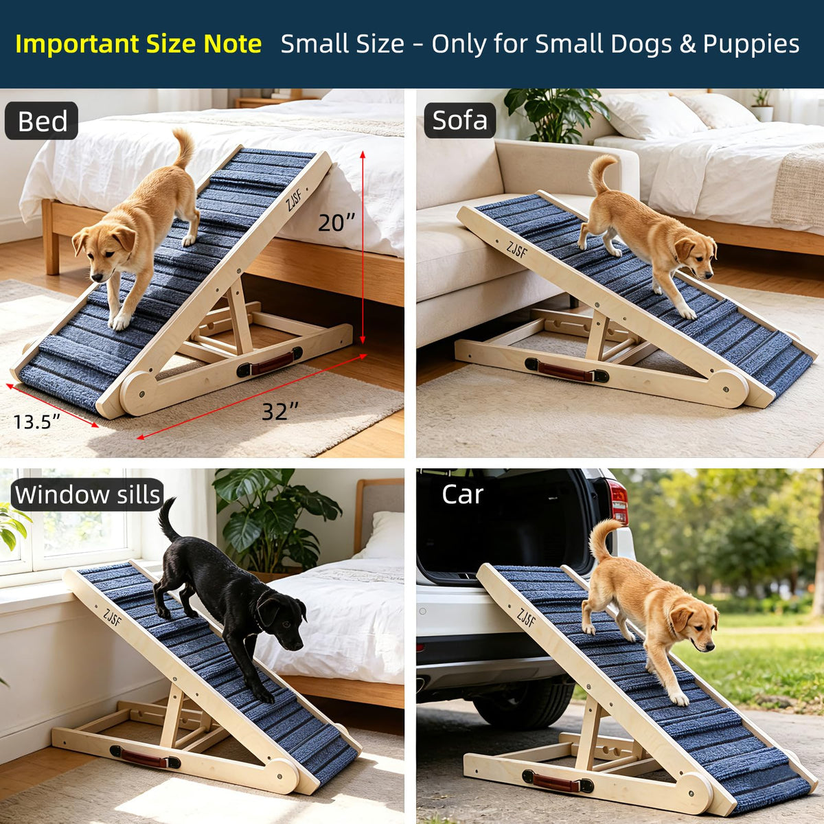 Foldable Wooden Dog Ramp 4 Adjustable Heights I295