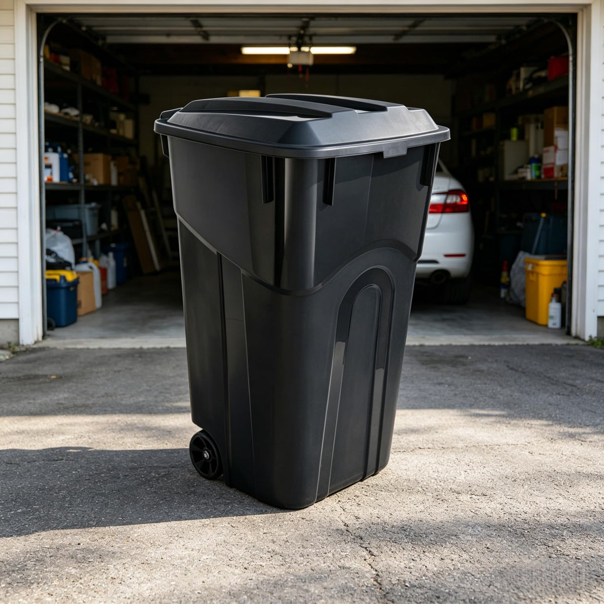 32 Gallon Wheeled Plastic Trash Can with Lid Q414