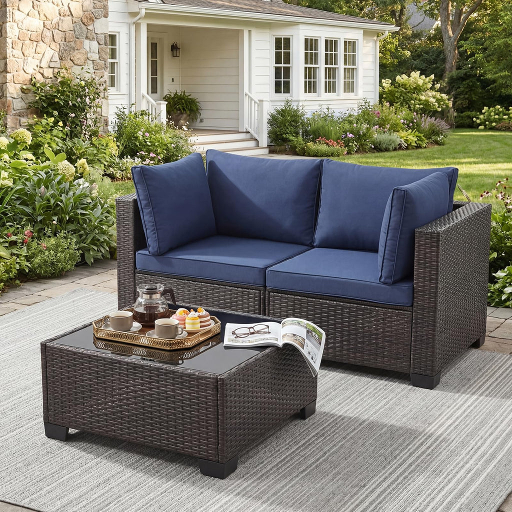 3 Piece Outdoor Wicker Patio Furniture Set P7593