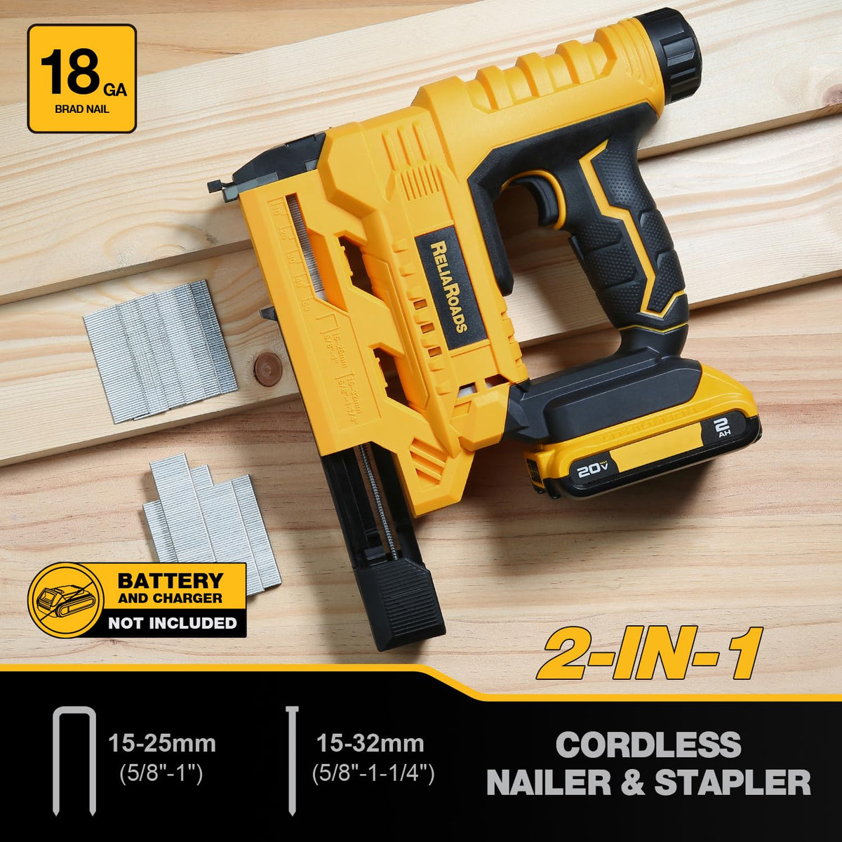 2-in-1 Cordless 18GA Brad Nailer & 1/4 Crown Stapler U958163