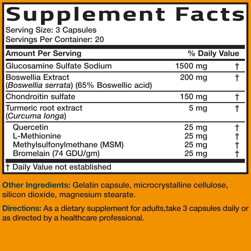 Glucosamine Chondroitin Turmeric & MSM Joint Support, 60 Capsules P55578