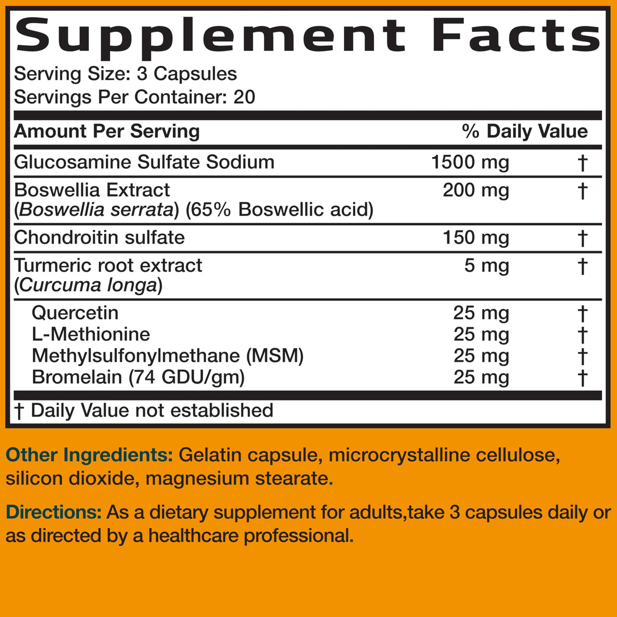 Glucosamine Chondroitin Turmeric & MSM Joint Support, 60 Capsules P55578