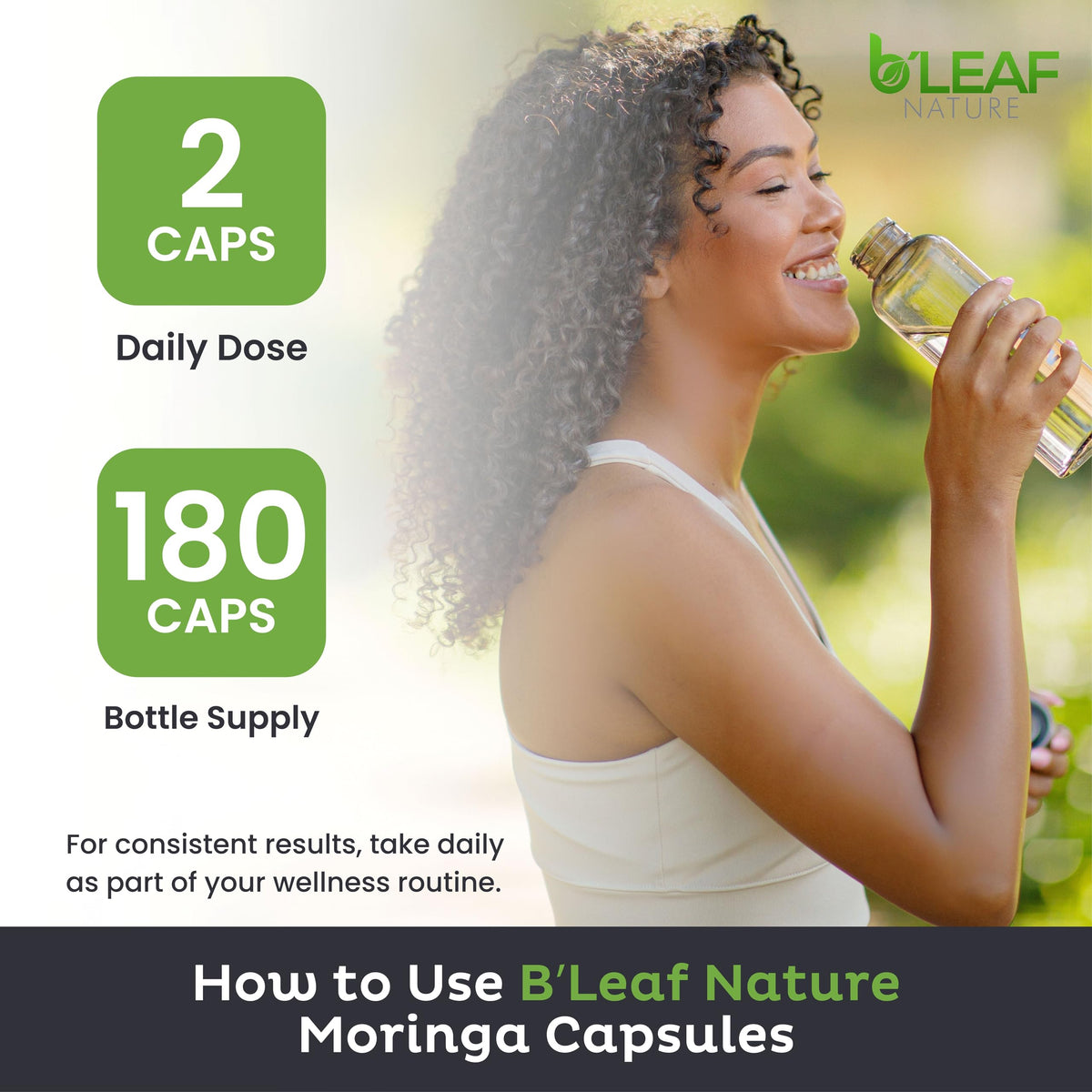 Moringa Leaf Vegan Capsules 1000mg 180 Count F637984