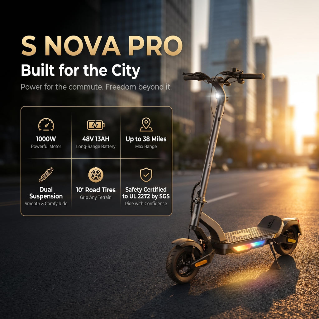 Electric Scooter, 28 MPH, 1000W, 38-Mile Range S220088