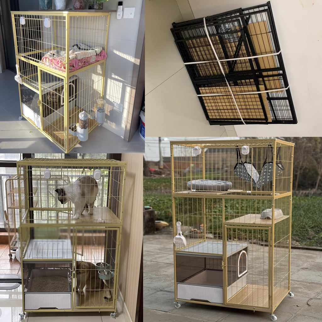 Indoor Cat House with Litter Box Enclosure with Wheels S241
