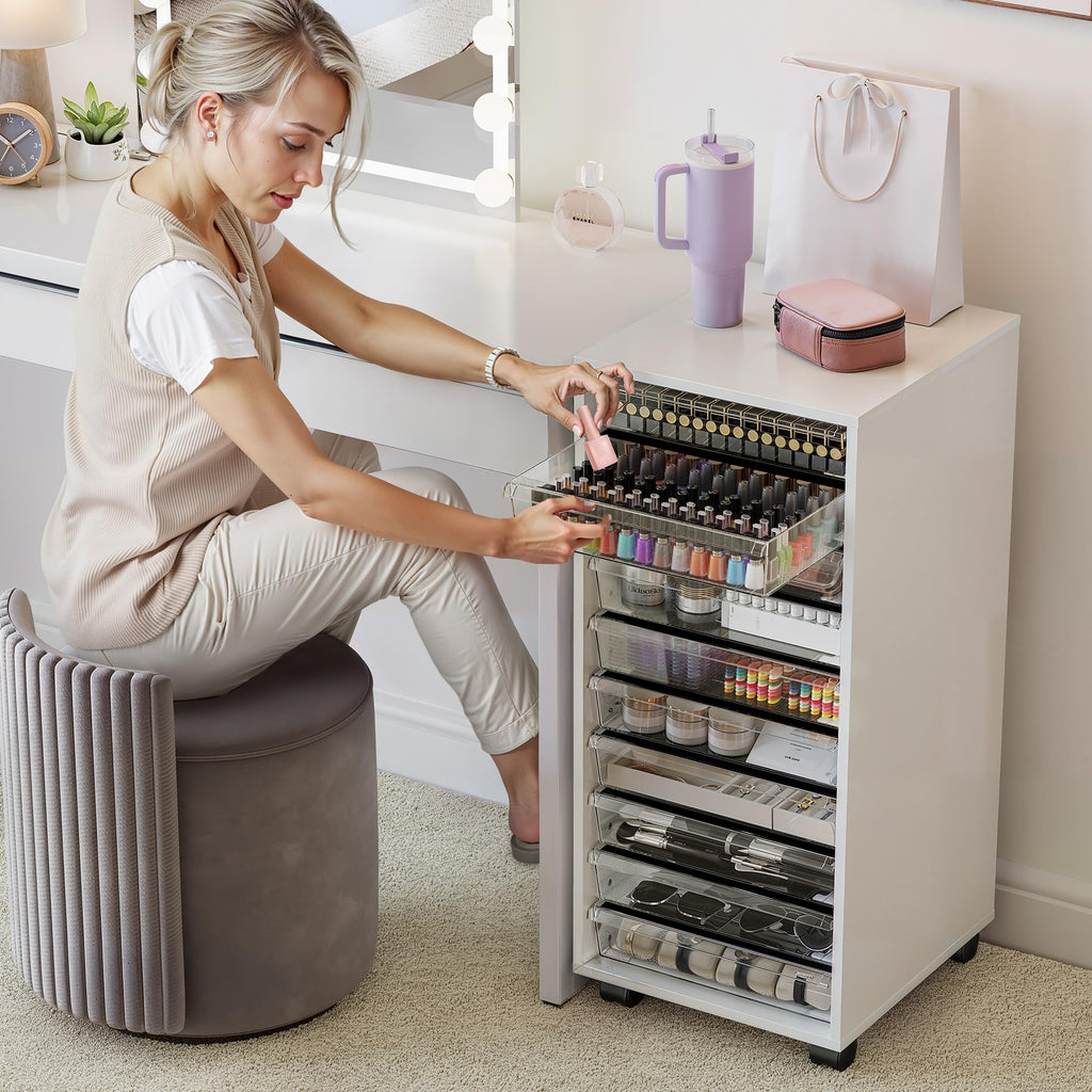 White 10 Drawer Rolling Storage Cart P8109