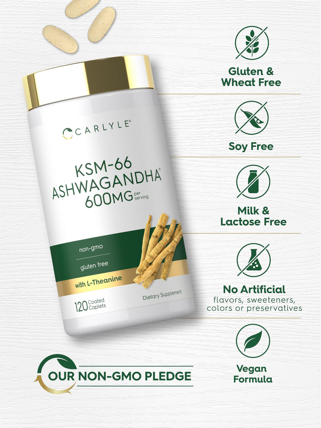 Ashwagandha Root Extract 600mg 120 Vegan Caplets K4125