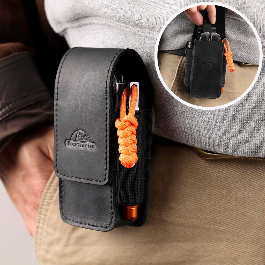 Leather Multitool Sheath with Belt Clip and Magnetic Closure K2340