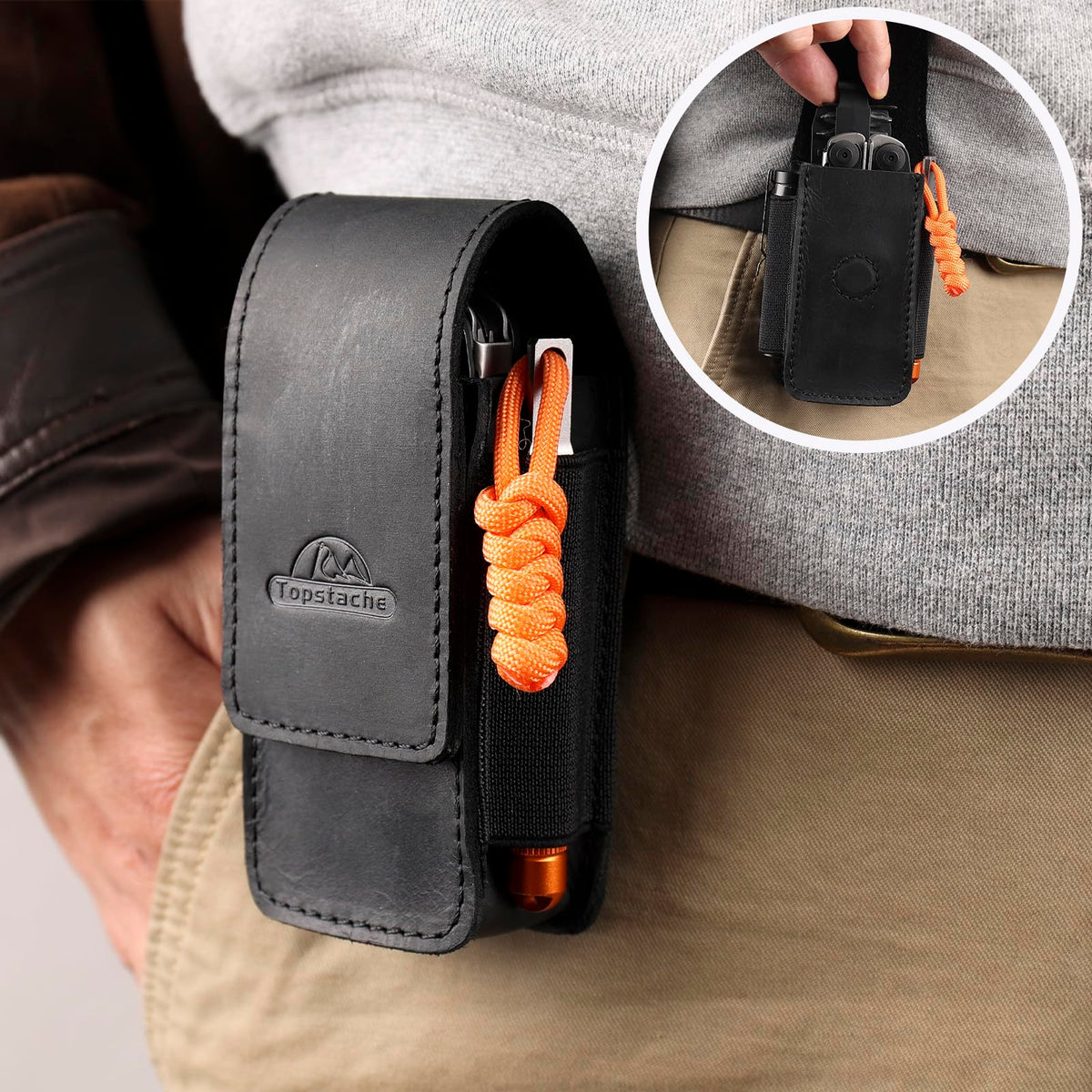 Leather Multitool Sheath with Belt Clip and Magnetic Closure K2340
