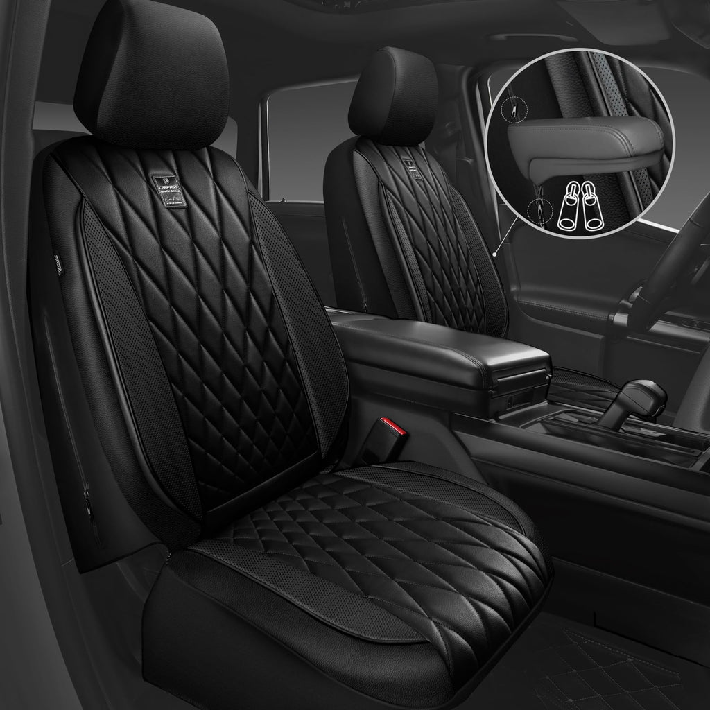 5 Seats Faux Leather Seat Covers Full Set Pure Black L134615