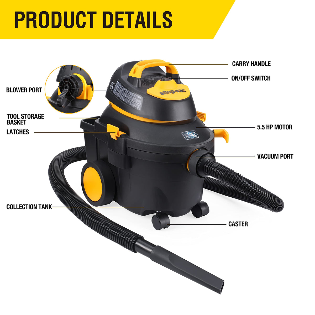 4 Gallon 5.5 Peak HP Wet/Dry Utility Vacuum with Cart L9644