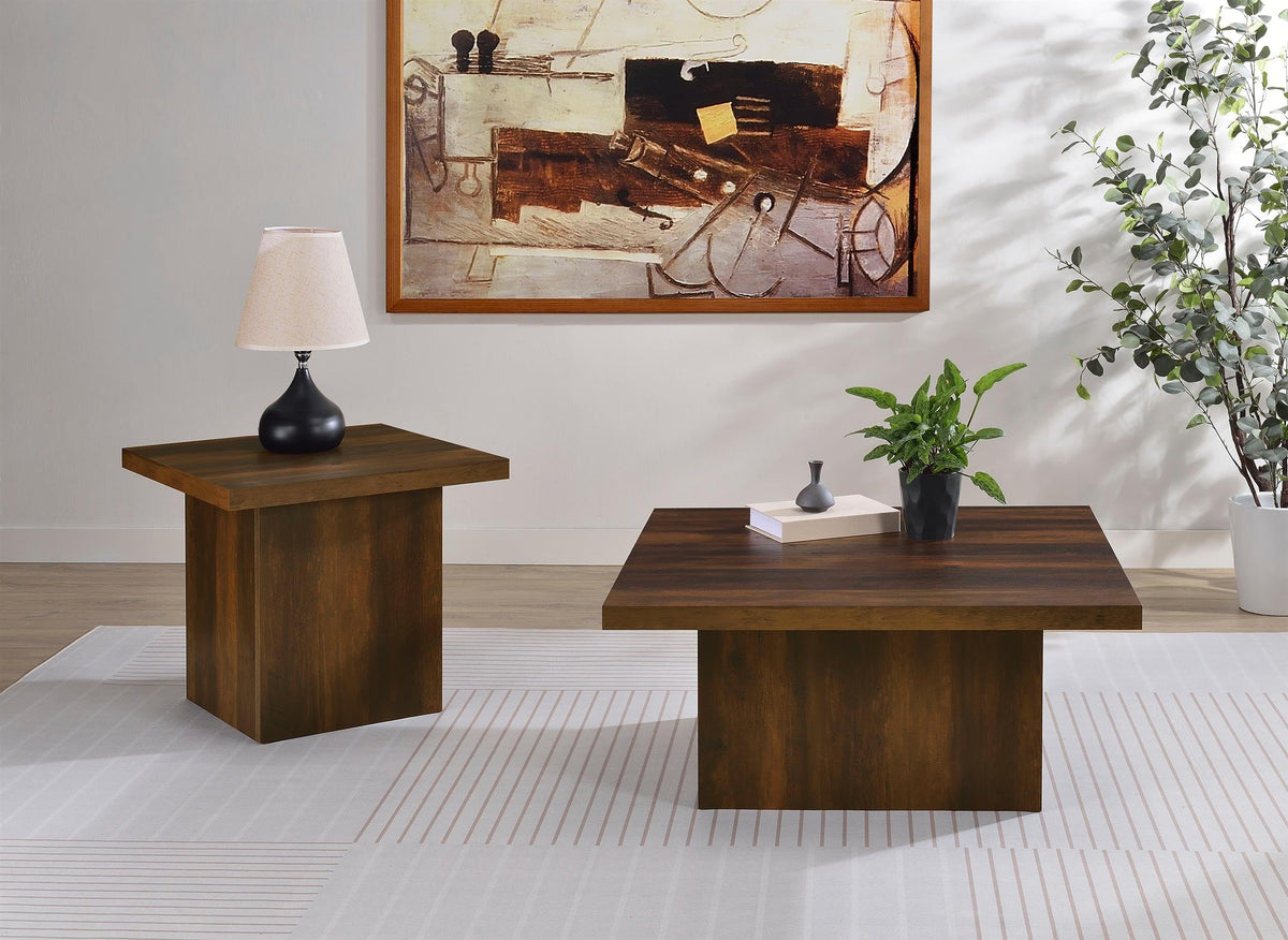 Dark Pine 2-Piece Square Coffee Table Set J56310