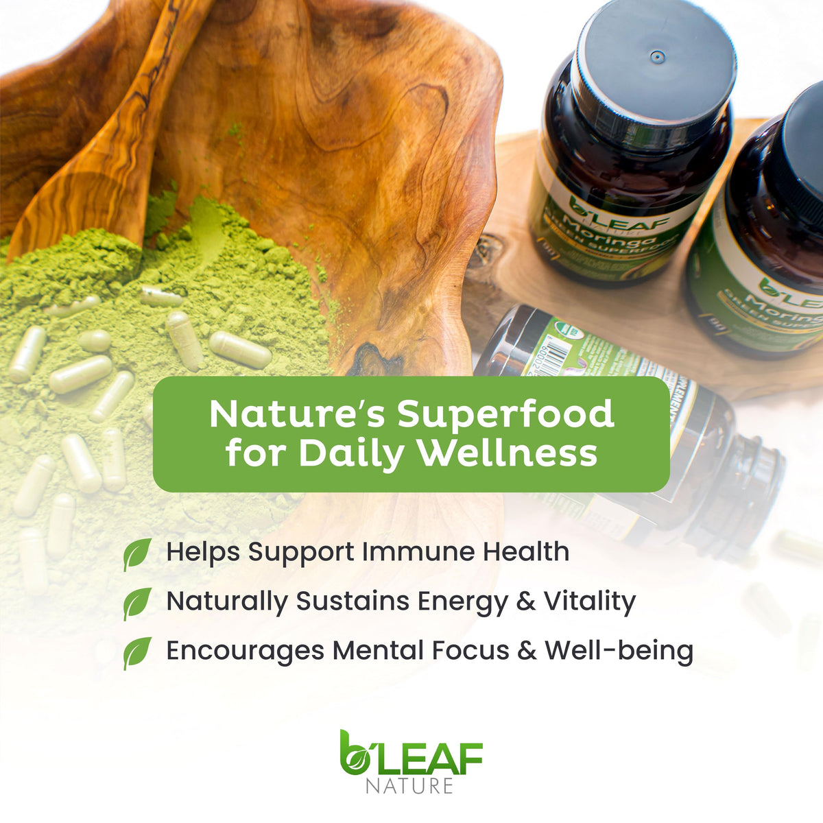 Moringa Leaf Vegan Capsules 1000mg 180 Count F637984