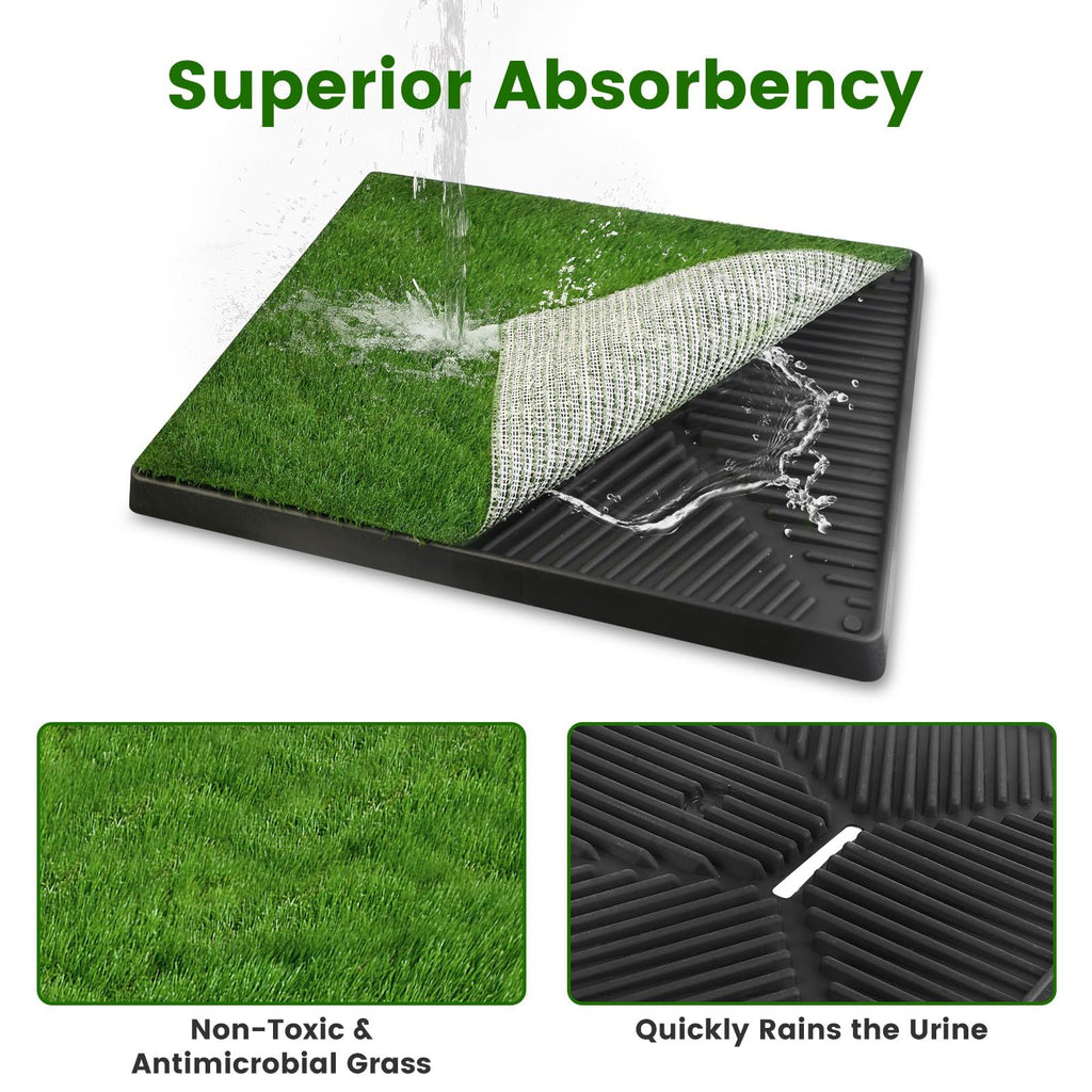 25 x 20 Inches Artificial Turf Dog Potty Grass Pad with Tray U4027