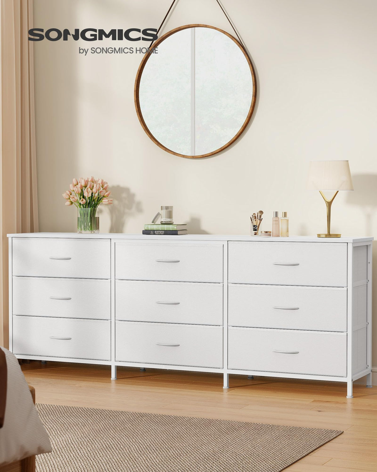 9 Fabric Drawers Dresser TV Stand K248449
