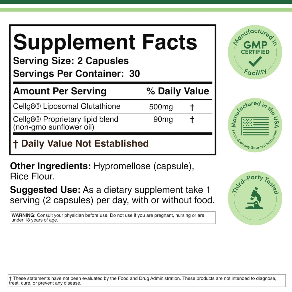 Liposomal Glutathione 500mg 60 Capsules F534
