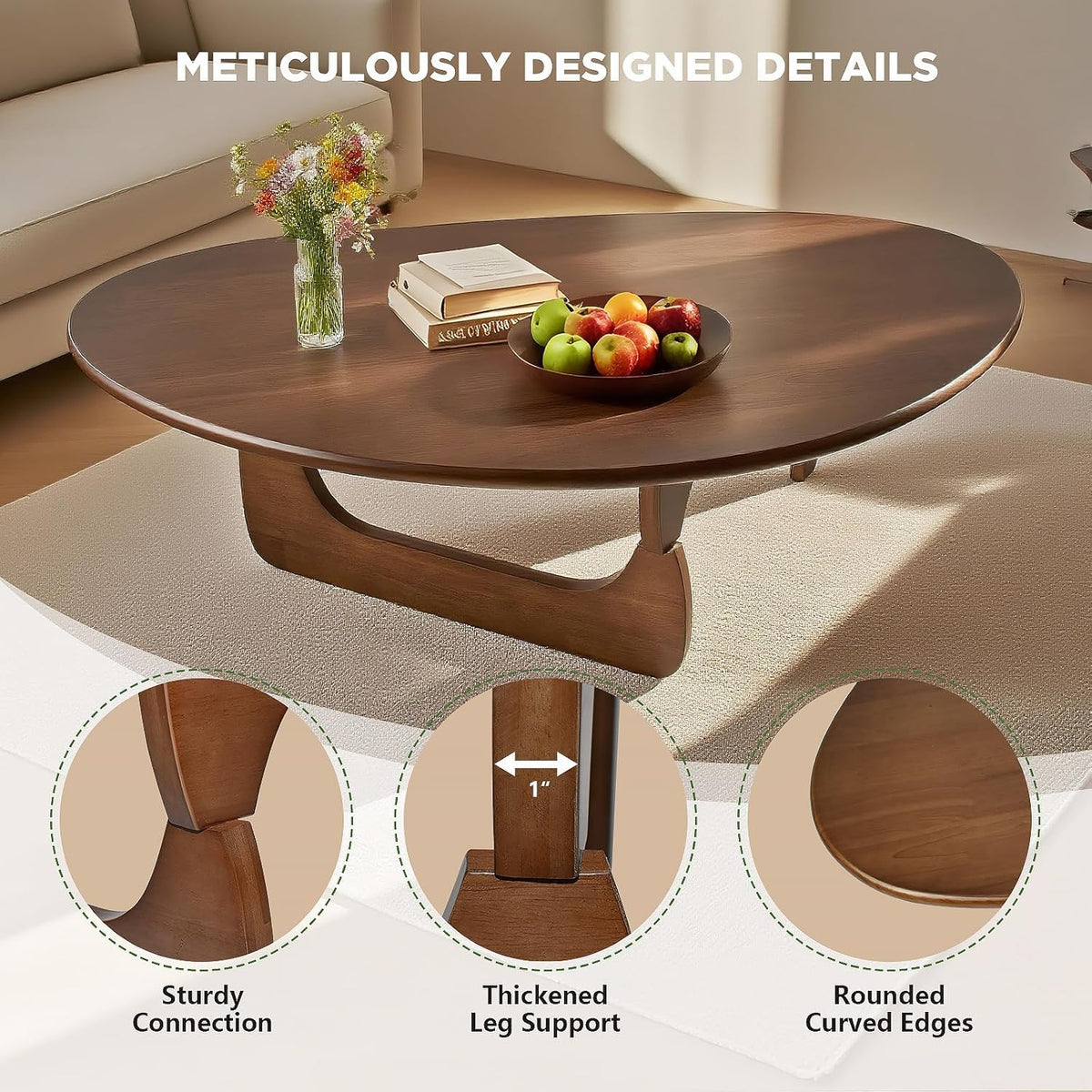 Solid Wood Oval Coffee Table 35"Lx24"Wx16"H H14782