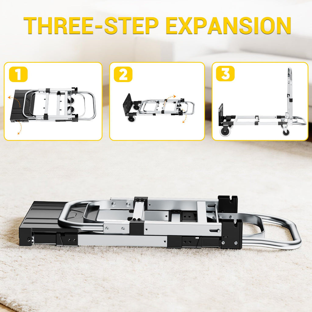 3 in 1 Folding Hand Truck 600lbs Capacity Heavy Duty Q72115