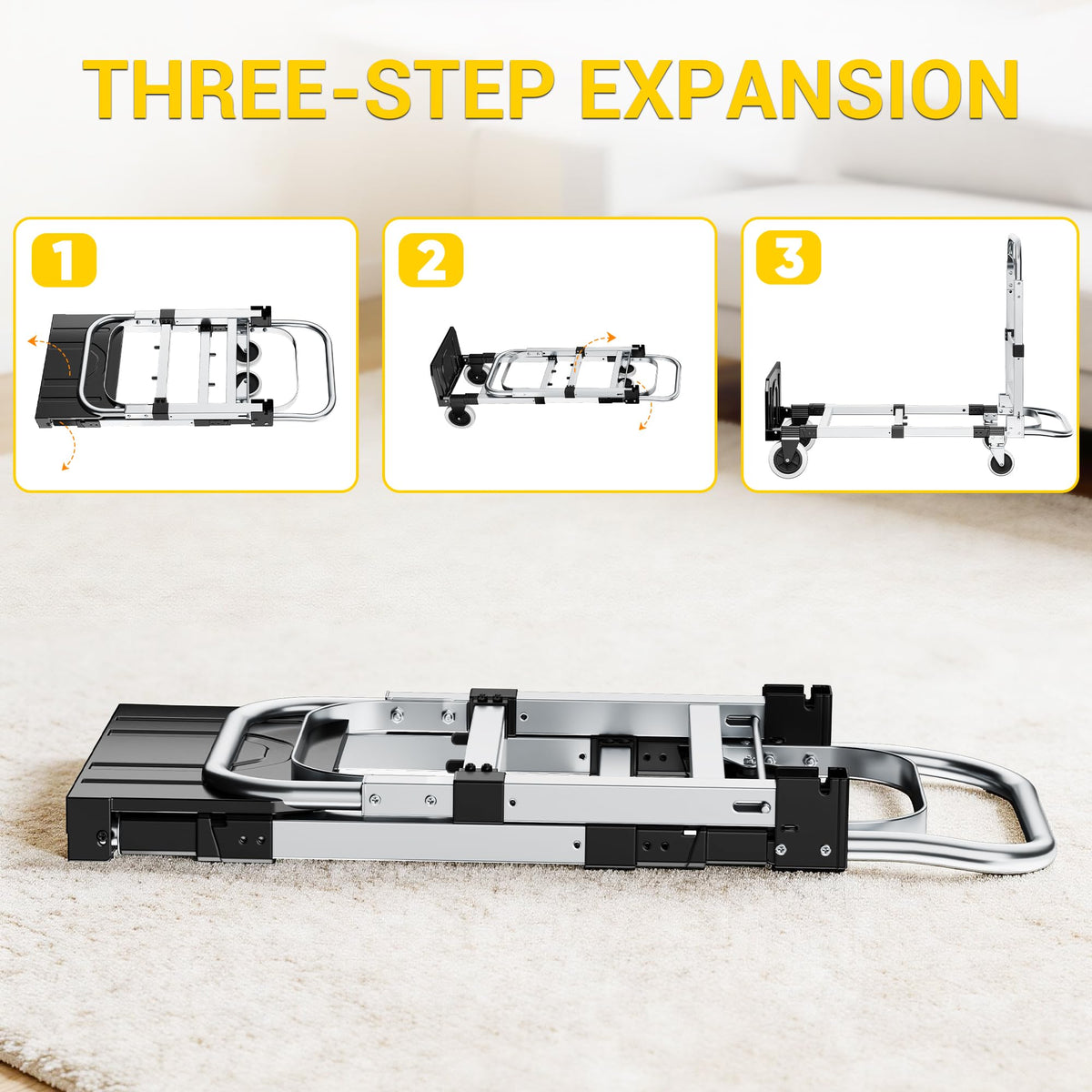 3 in 1 Folding Hand Truck 600lbs Capacity Heavy Duty Q72115
