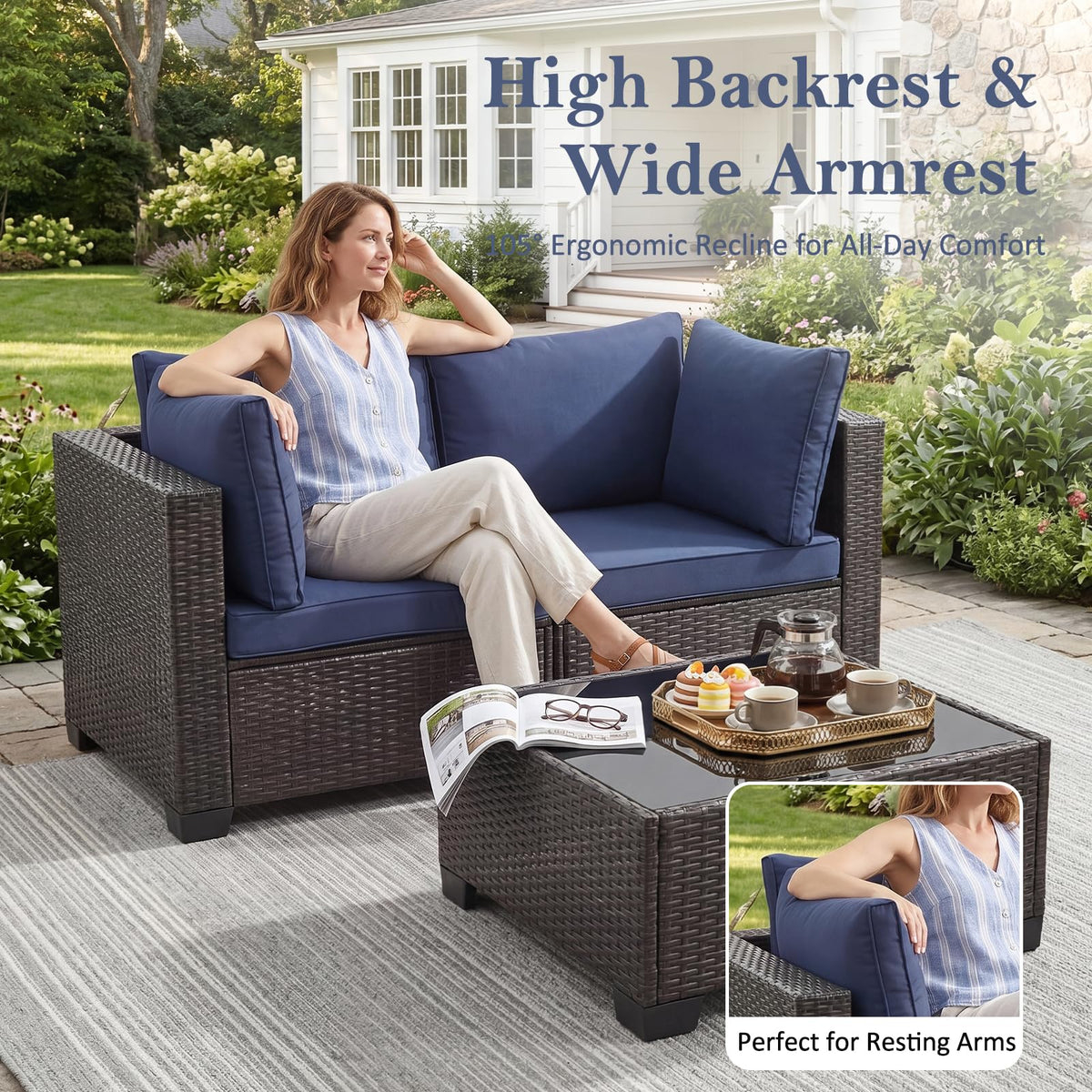 3 Piece Outdoor Wicker Patio Furniture Set P7593