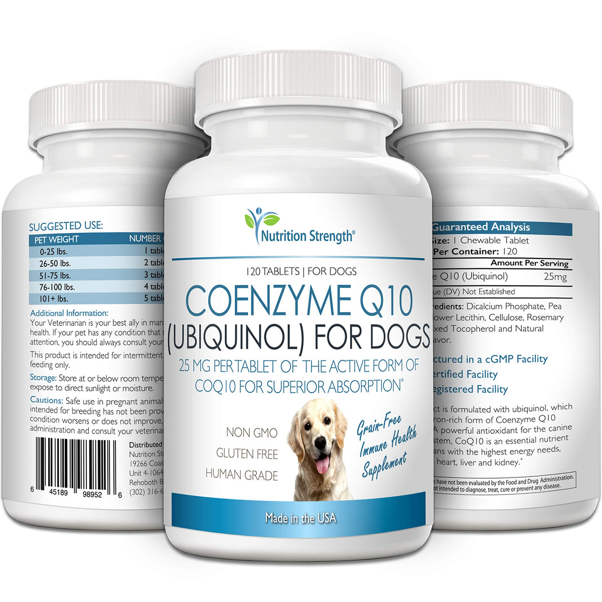 Coenzyme Q10 for Dogs Grain-Free Supplement, 120 Chewable Tablets M2227