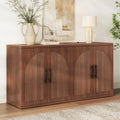 63" Fluted Walnut Credenza with Adjustable Shelf I454