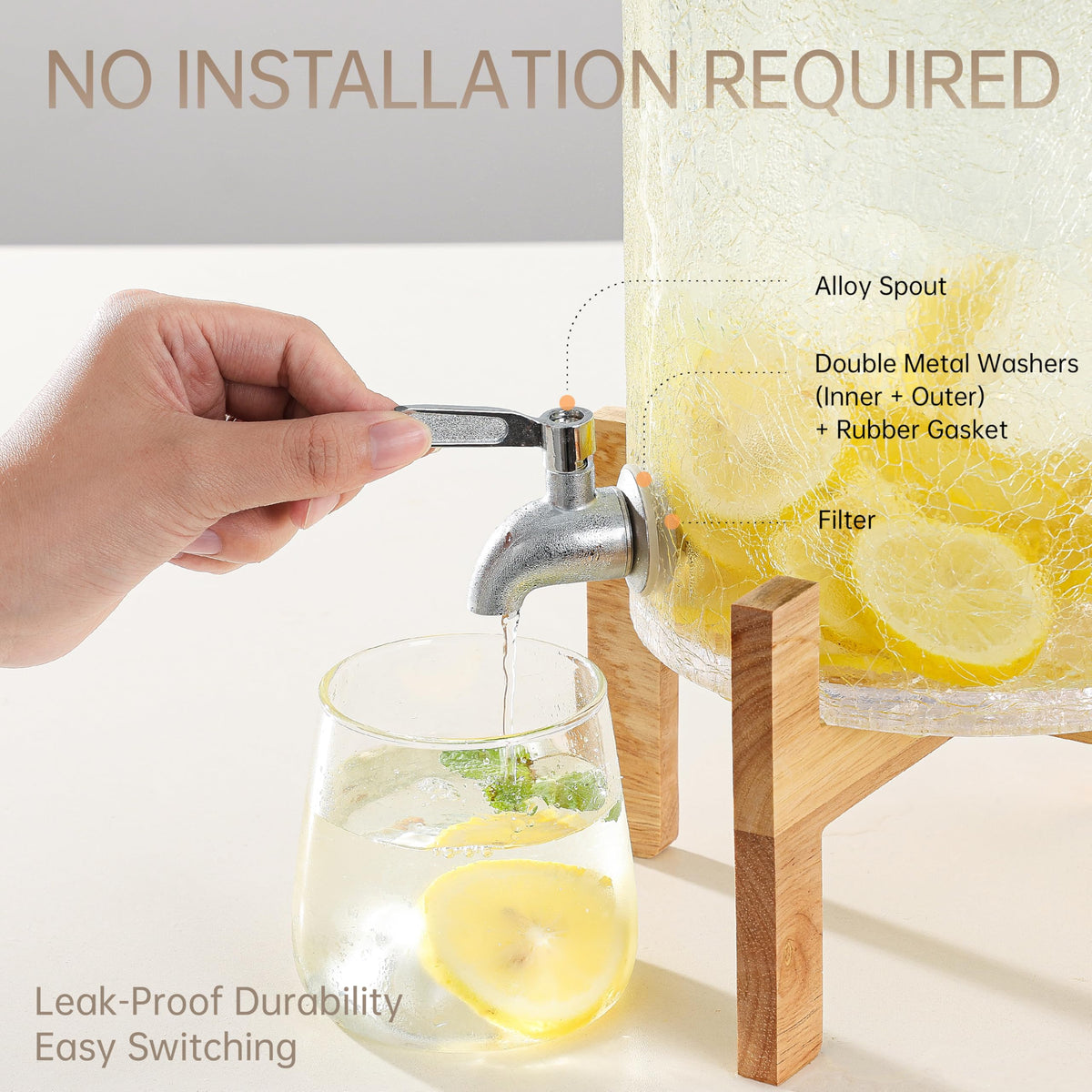 2 Gallon Glass Drink Dispenser with Stand Y77863
